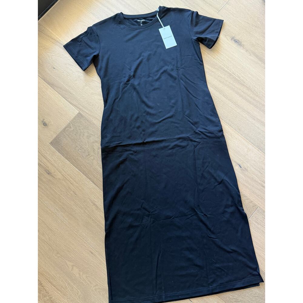 New Cozy Earth Women's Brushed Bamboo Midi Dress Medium Black - Picture 2 of 7